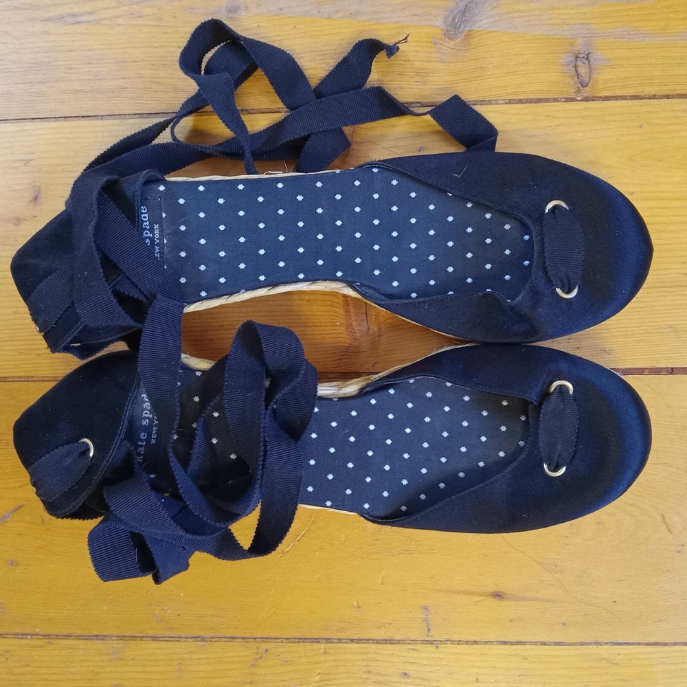 Kate Spade New York Wedge Shoes lace up Ribbon low wedges